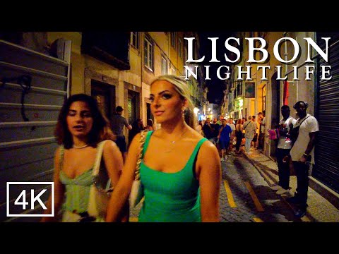 Nightlife in Lisbon Portugal: BAIRRO ALTO Lisboa JULY 2022 - 4K ASMR
