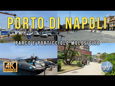 Walking tour Napoli, Porto di Napoli, Parco e Porticciolo Molosiglio 4K UHD 60p